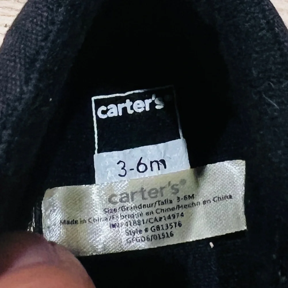 Carter’s Boys Black Brown white Slip On Casual Sneakers Size 3-6m